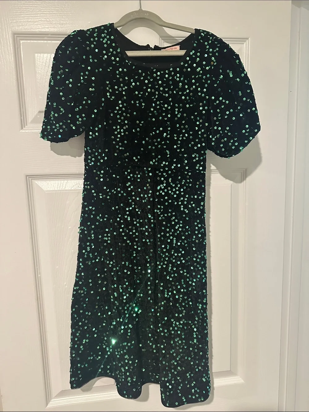 Ivy City Co Black Dress with Green Sequins